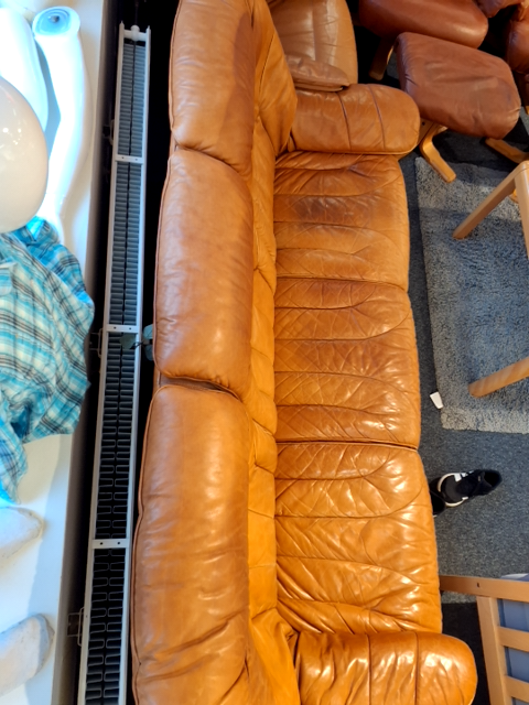 Brun lædersofa